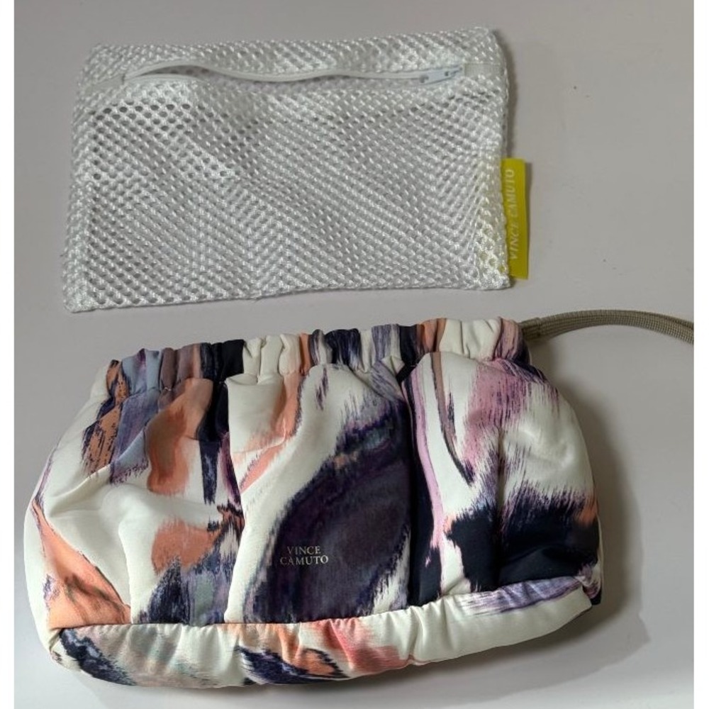 Vince Camuto Harlo Ruched Wristlet Pouch Clutch Bag Abstract Ikat Melong Multi